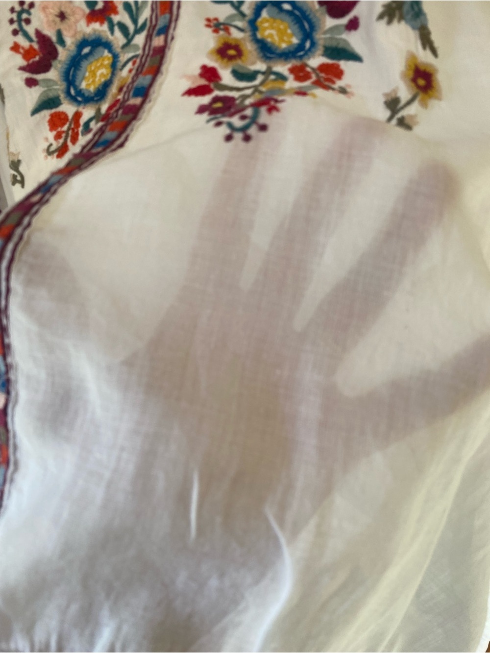 NWOT Johnny Was white Allegra peasant blouse colorful floral embroidery size L - Picture 16 of 16